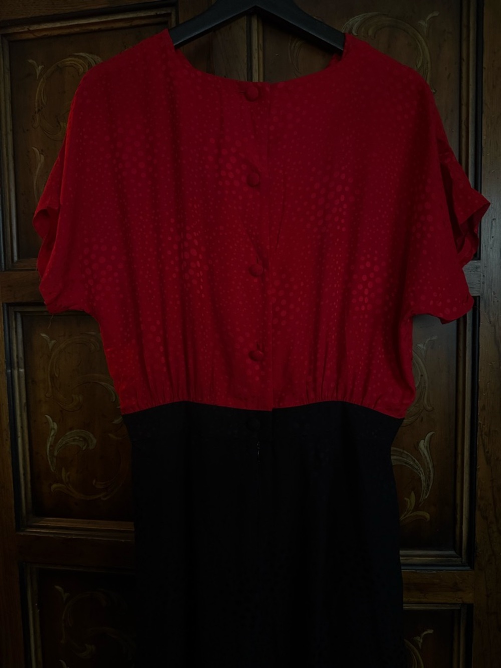 Vintage 1980s Silk Red ans Black Dress